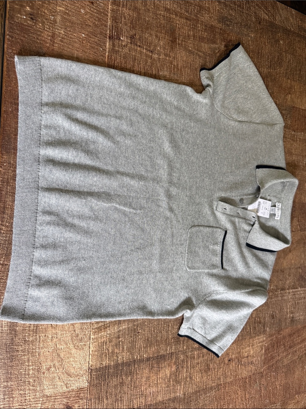 Crewcuts Heather Gray Polo with Contrasting Navy Trim